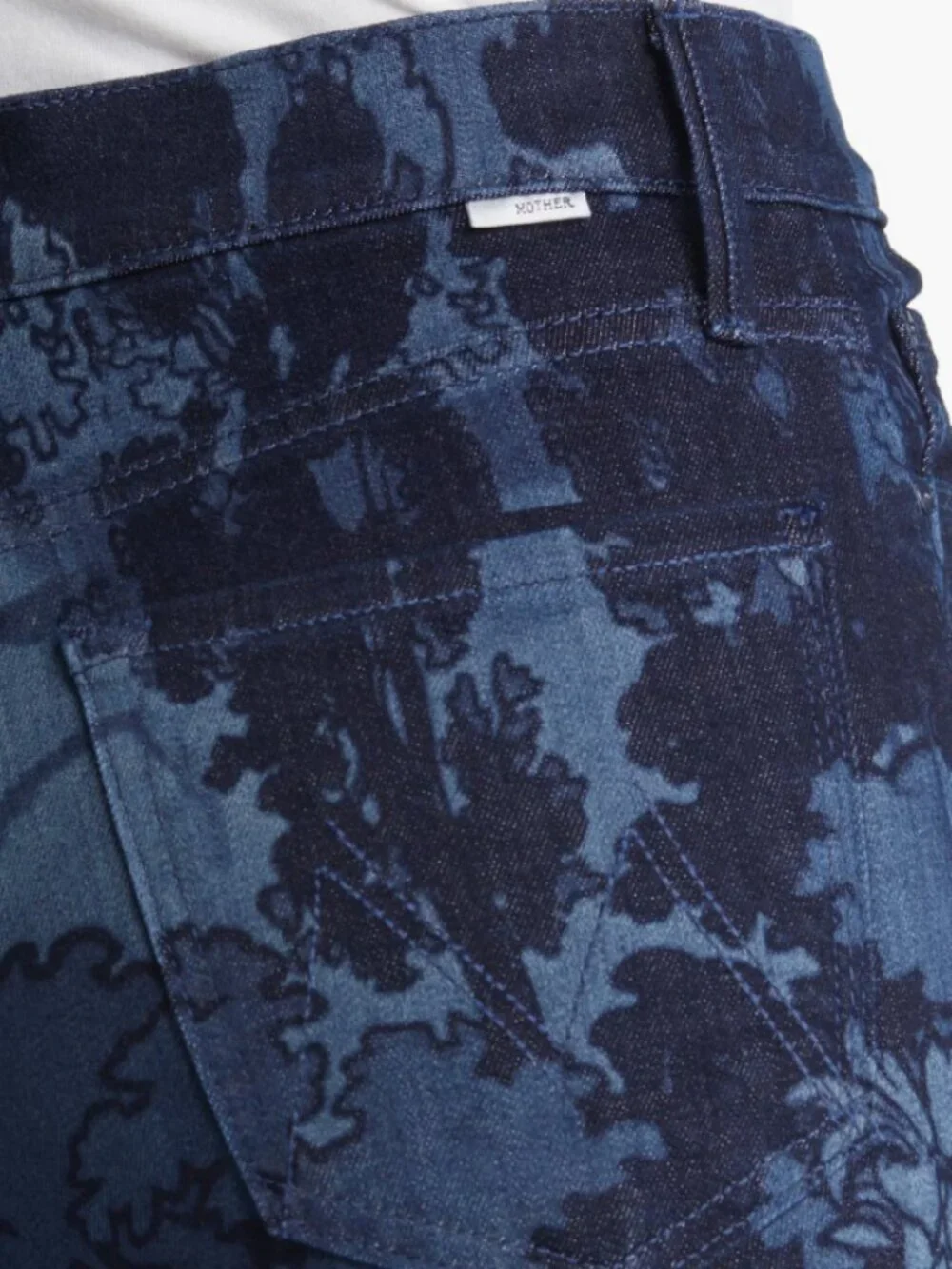 MOTHER Navy Floral Wide-Leg Jeans - Picture 2 of 10